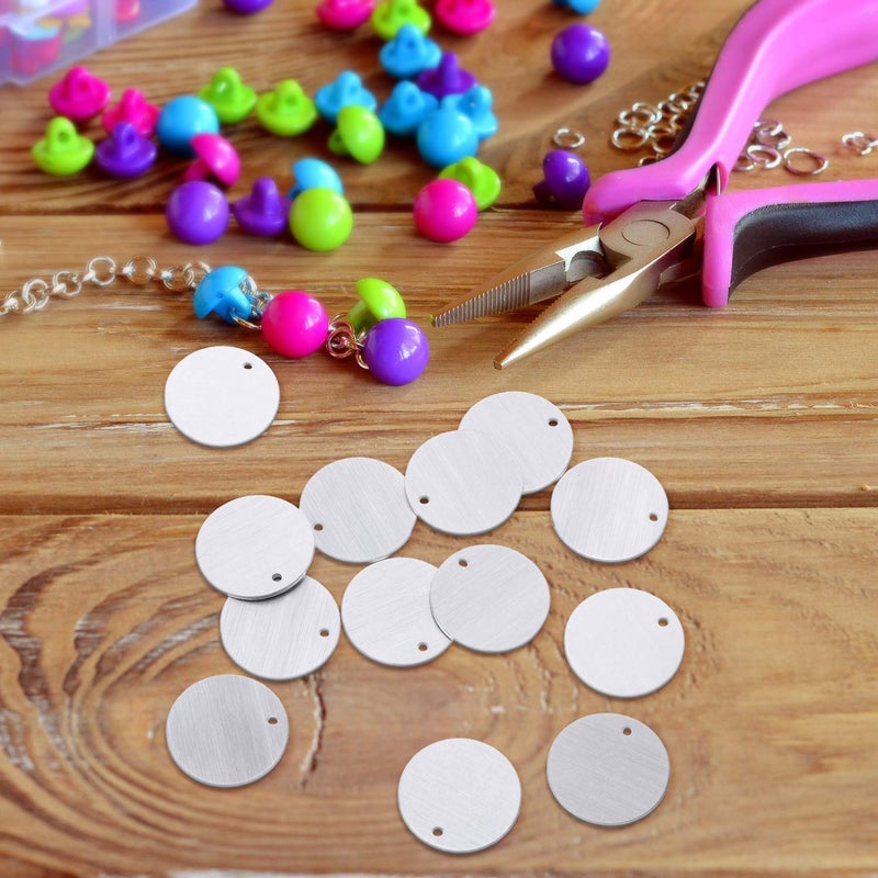 Poen Metal Stamping Blank Tags Aluminum Blanks Metal Tags 1 Inch Round with Hole, 0.06 Inch Thickness for Jewelry Stamping(100) - Image 4